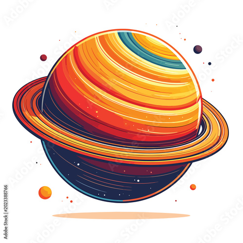 Photos Vibrant Saturn Planet Illustration Orbit.