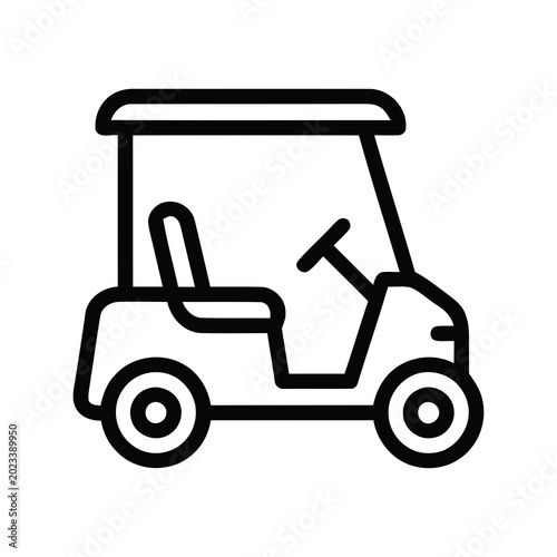 Outline Simple Golf Cart Vehicle Transportation Icon Graphic