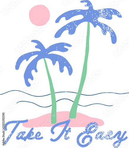 Obraz na plátně take it easy svg, palm trees svg, tropical island svg, summer vacation svg