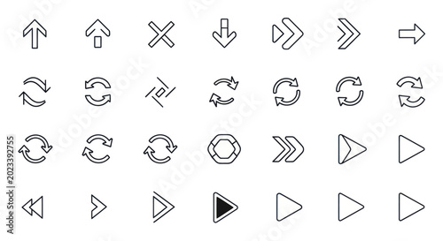 Arrows and symbols set on white