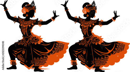Foto Traditional Indonesian Dance with Ornate Headdress