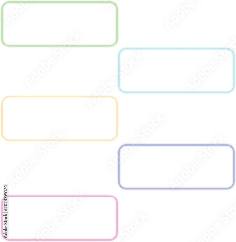Pastel Neon Rounded Frame and Minimal Glow Border square rectangular frame with five color neon motion graphics solated transparent background in PNG and vector format. 