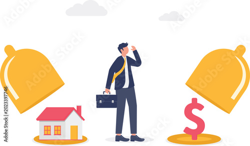Photos Professional caught between real estate and finance choosing bells