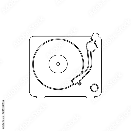 Foto turntable record player icon outline simple dj vinyl deck for retro music entert