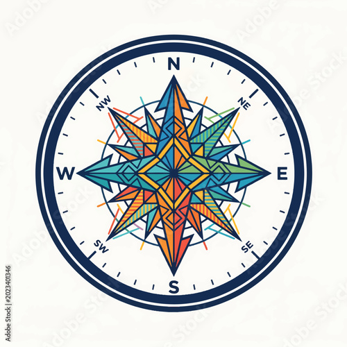 Canvastavla Colorful Compass Navigation Tool Instrument.