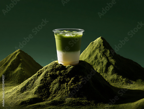 instant iced matcha latte ad banner photoshoot 
