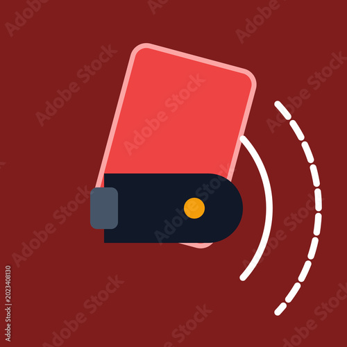 Obraz na plátně Red referee penalty card and whistle icon on maroon background.