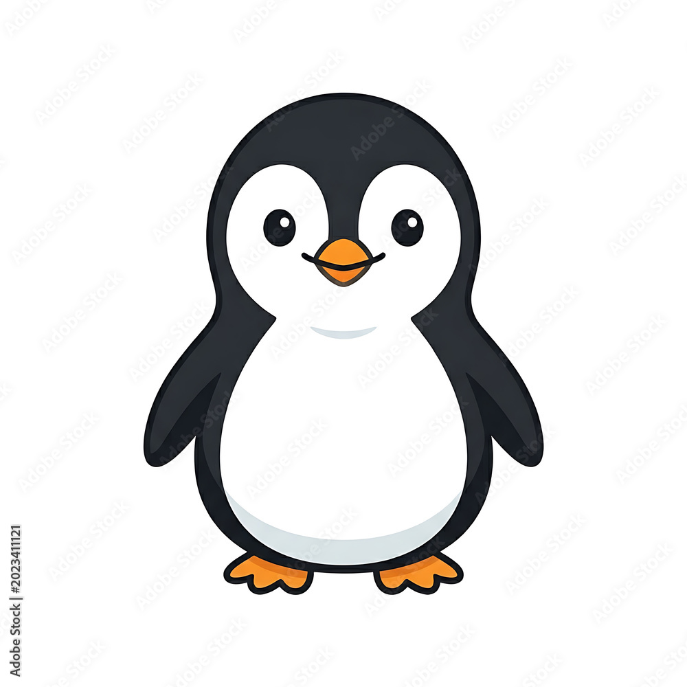 Fototapeta premium Cute cartoon penguin character vector illustration on white background