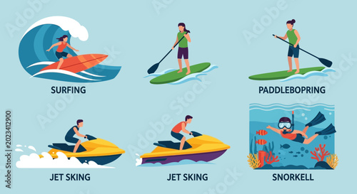 Quadro su tela People doing various water sports activities.