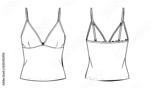 Foto Women unisex crop camisole CAD mockup technical apparel vector illustration