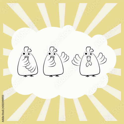 Chicken doodle drawing. Simple cartoon lineart vector illustration. EPS 10.