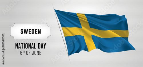 Sweden happy national day greeting card, banner vector illustration