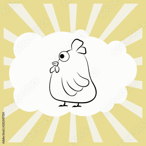 Chicken doodle drawing. Simple cartoon lineart vector illustration. EPS 10.