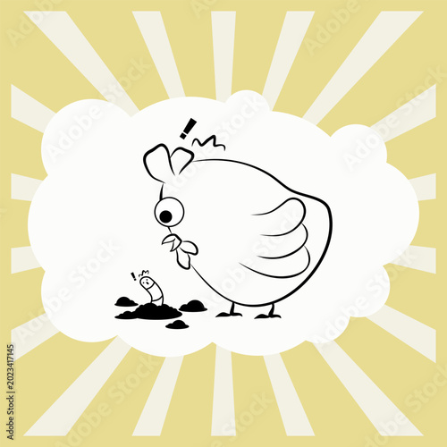 Chicken doodle drawing. Simple cartoon lineart vector illustration. EPS 10.