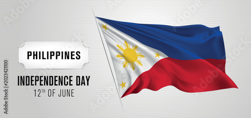 Philippines happy independence day greeting card, banner vector illustration