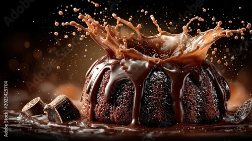 Delicious Chocolate Cake with Chocolate Sauce