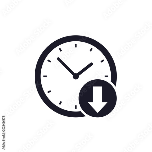 Fotografija reduce work hours icon with a clock and arrow