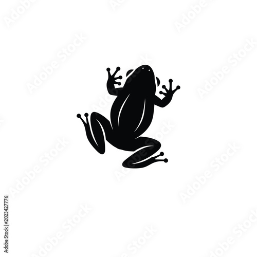 Black silhouette of a frog jumping.