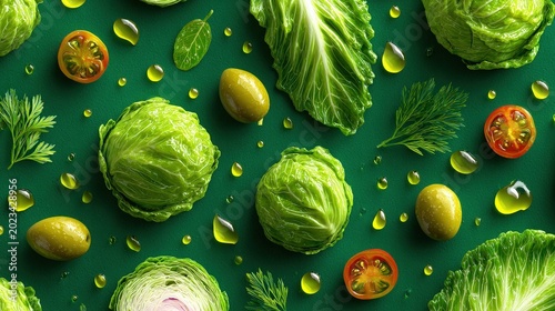 Fresh Vegetables on Green Tablecloth