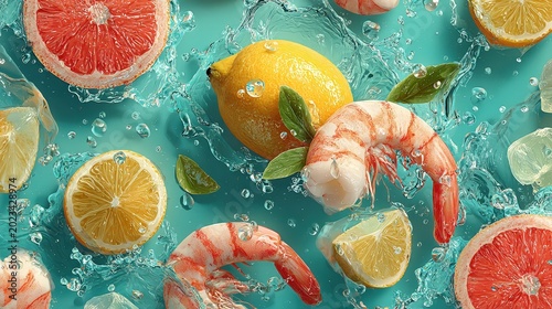 Fresh Fruit Platter with Shrimp and Lemon Wedges