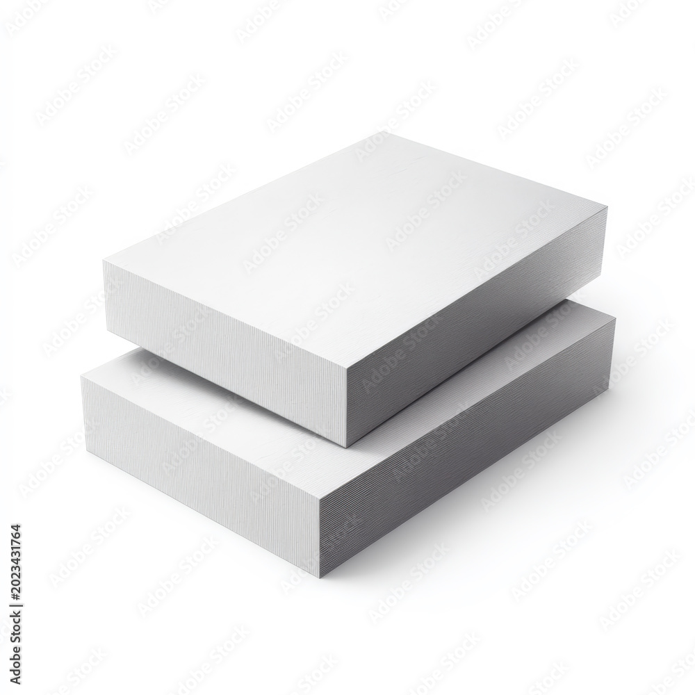 Fototapeta premium Three Blank White Cubes Are Arranged in a Studio Setting on a White Background. Detailed Shot Photography Digital Image