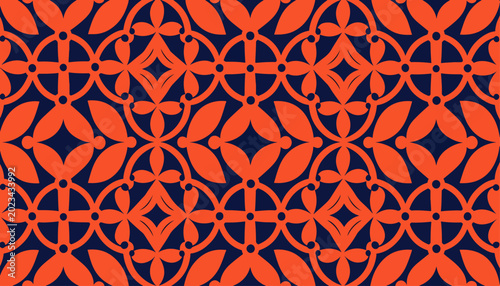 Quadro em tela Decorative botanical lattice featuring seamless quatrefoil and floral repetition