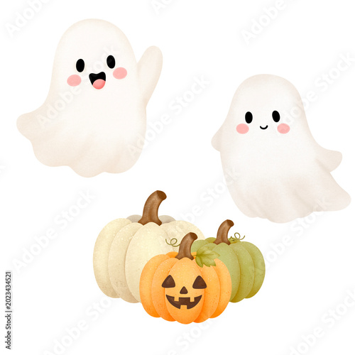 Ghost Pumpkin Halloween Illustration