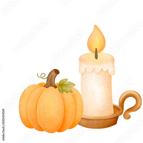 Pumpkin Candle Cozy Illustration