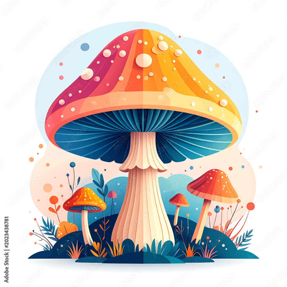 Fototapeta premium Colorful large mushroom with spores.
