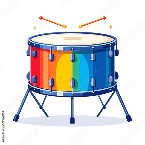 Colorful drum with rainbow colors.