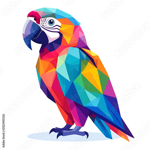 Colorful Polygonal Parrot Bird Profile.