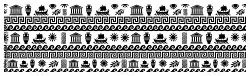 Tableau sur toile Ancient Greek mythology and culture icons horizontal border pattern in silhouett
