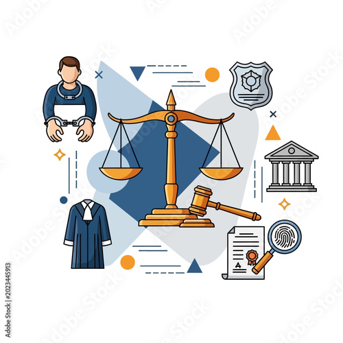 Justice law and legal system concept.