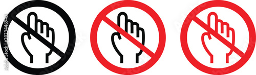 Photography Set of no touch prohibition icons.