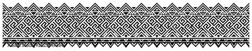 Konstfotografi Ornate ethnic border with greek key meander and geometric folk patterns in triba