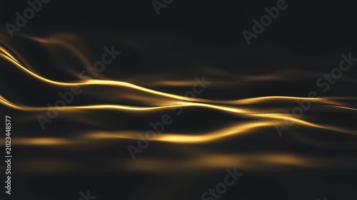 Golden Light Trails in Dark Background.