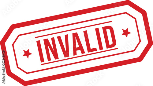 Obraz na plátně A striking red stamp displaying the word INVALID with small stars on a bright wh