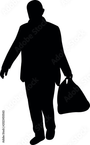 a man with bag, silhouette vector