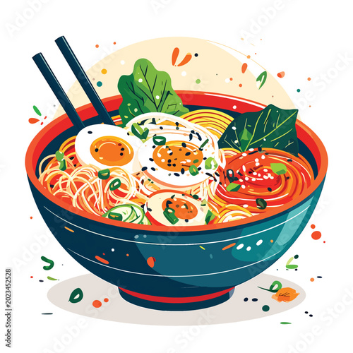 Cuadro en lienzo Delicious bowl of ramen noodles.