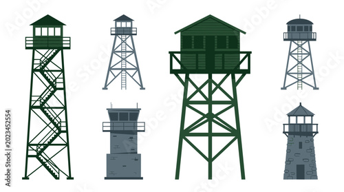 Photos Military Watchtower and Guard Post Collection with Surveillance Tower Structures