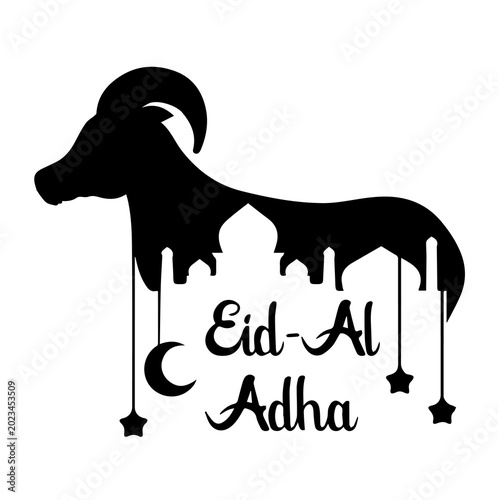Elegant Islamic Greeting Typography for Eid al-Fitr and Eid al-Adha - White Background.
