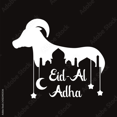 Elegant Islamic Greeting Typography for Eid al-Fitr and Eid al-Adha - White Background.