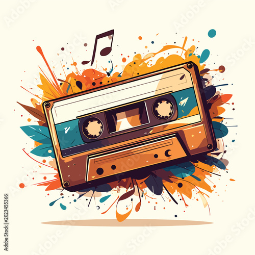 Quadro su tela Retro Cassette Tape Music Player 14.