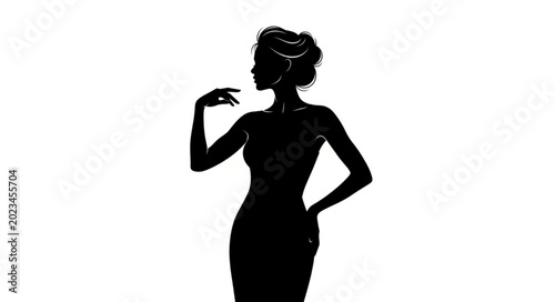 Quadro su tela Elegant Woman Silhouette Posing Gracefully.