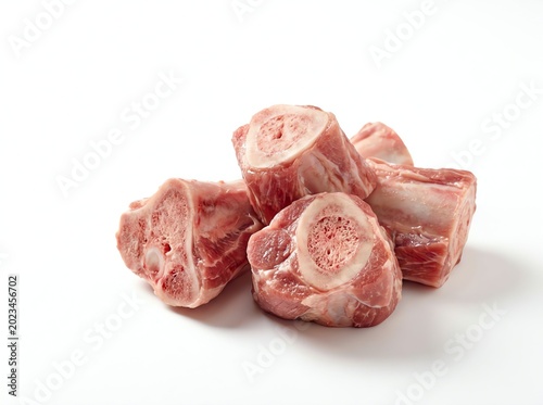 Fresh raw beef bone marrow chunks arranged in a small pile for cooking healthy gourmet meals in the home kitchen