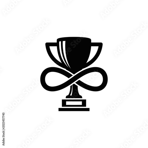 Black silhouette of a trophy with infinity symbol base.