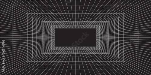 Bilde på lerret Perspective grid background 3d Vector illustration
