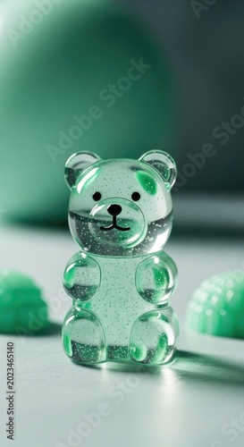 Transparent Green Gummy Bear Candy Delight.