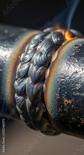 Welded Metal Pipe Joint - Industrial Construction.