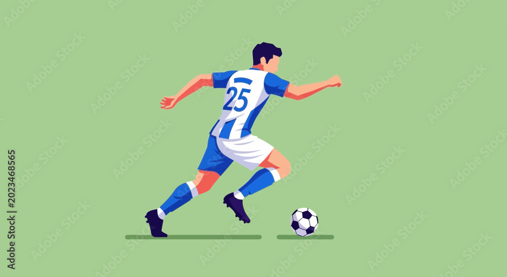 Fototapeta premium Soccer player kicking ball in action.